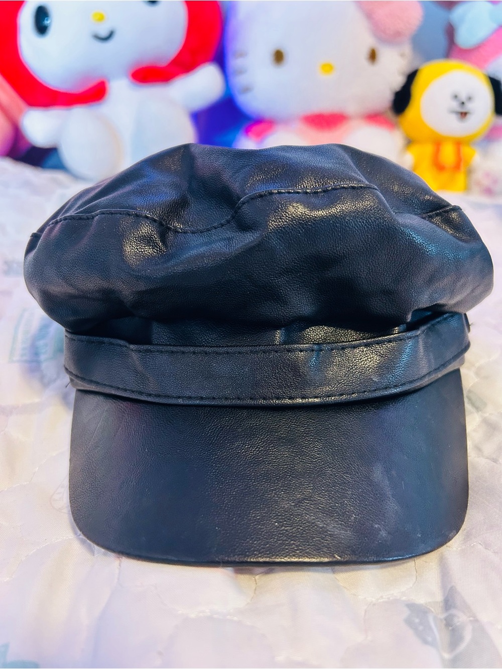 Zara Black Faux Leather Cap